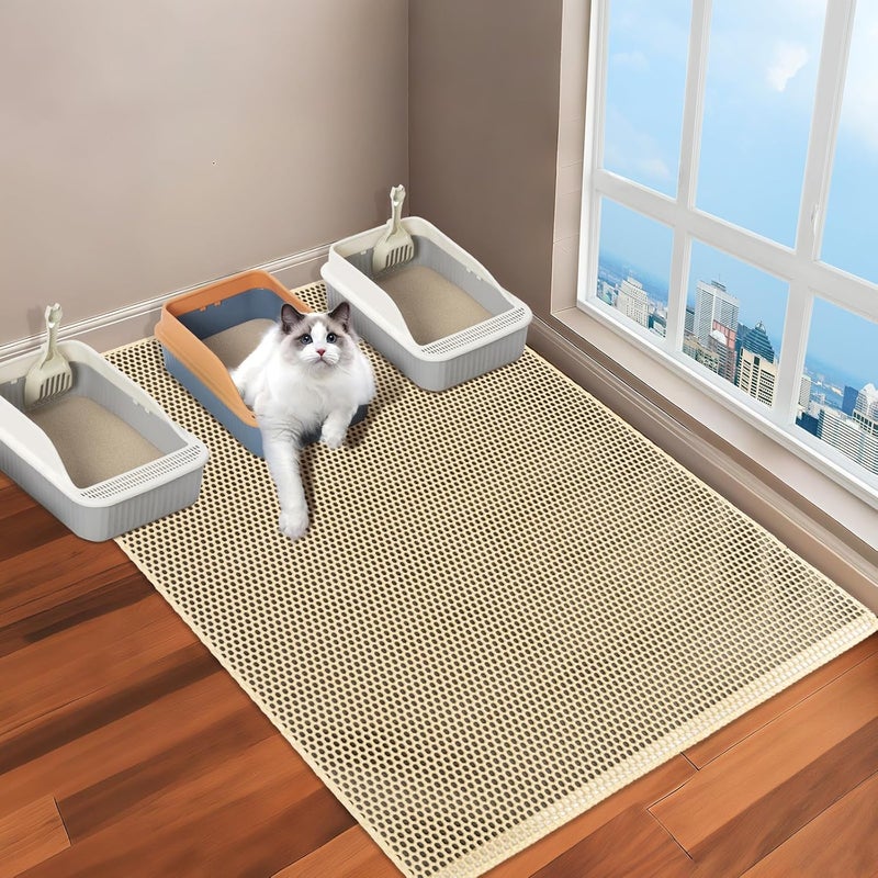 UF-SHARP Cat Litter Box Mat-Super Large 47''x36'' Litter Trapping Mat for Cat-XXL Litterbox Matt for Floor-2 Layer Catcher Rug for Pet kitty Litterbox-Waterproof Urine Proof,Non-Slip - Image 1